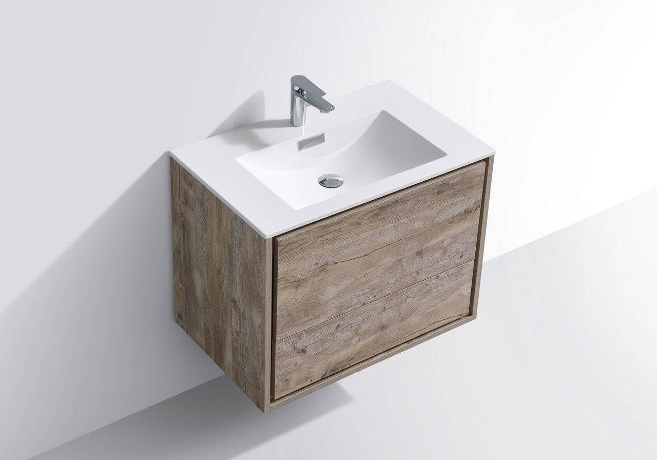 Kube Bath De Lusso 30" Wall Mount / Wall Hung Modern Bathroom Vanity With 2 Drawers Acrylic Countertop DL30 - Renoz