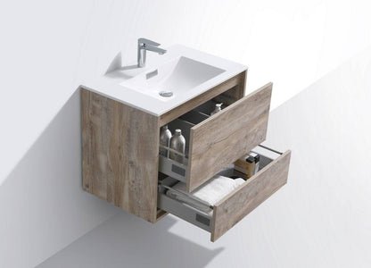 Kube Bath De Lusso 30" Wall Mount / Wall Hung Modern Bathroom Vanity With 2 Drawers Acrylic Countertop DL30 - Renoz