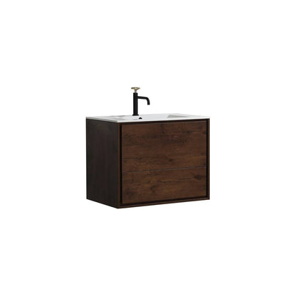 Kube Bath De Lusso 30" Wall Mount / Wall Hung Modern Bathroom Vanity With 2 Drawers Acrylic Countertop DL30 - Renoz