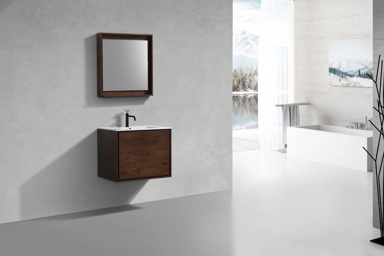 Kube Bath De Lusso 30" Wall Mount / Wall Hung Modern Bathroom Vanity With 2 Drawers Acrylic Countertop DL30 - Renoz