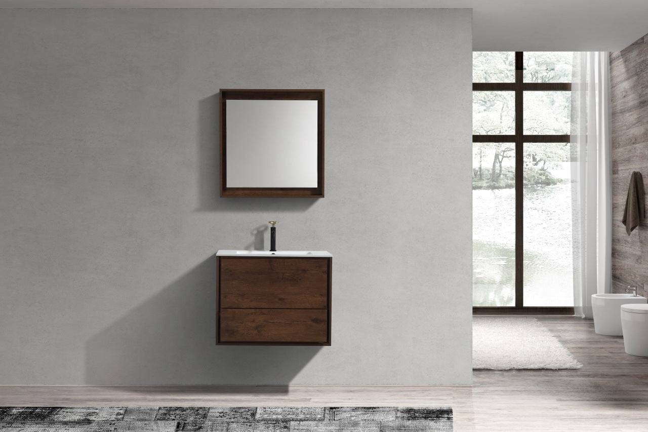 Kube Bath De Lusso 30" Wall Mount / Wall Hung Modern Bathroom Vanity With 2 Drawers Acrylic Countertop DL30 - Renoz