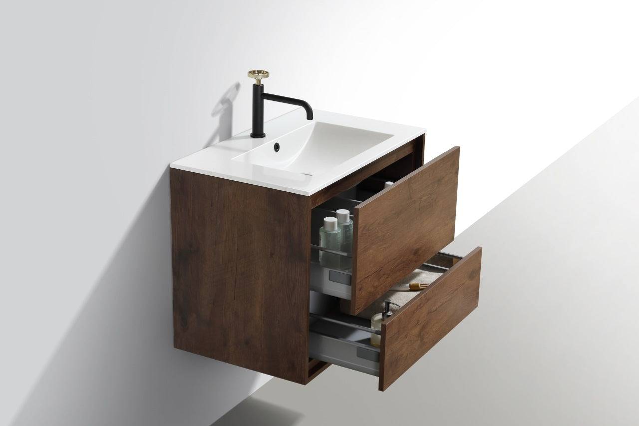 Kube Bath De Lusso 30" Wall Mount / Wall Hung Modern Bathroom Vanity With 2 Drawers Acrylic Countertop DL30 - Renoz