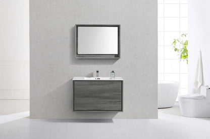 Kube Bath De Lusso 36" Wall Mount / Wall Hung Modern Bathroom Vanity With 2 Drawers Acrylic Countertop DL36 - Renoz