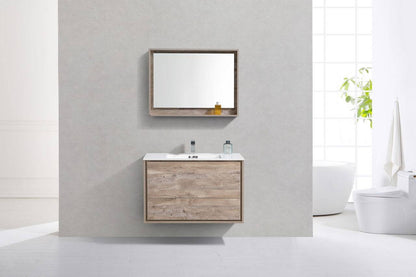 Kube Bath De Lusso 36" Wall Mount / Wall Hung Modern Bathroom Vanity With 2 Drawers Acrylic Countertop DL36 - Renoz