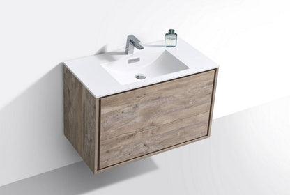 Kube Bath De Lusso 36" Wall Mount / Wall Hung Modern Bathroom Vanity With 2 Drawers Acrylic Countertop DL36 - Renoz