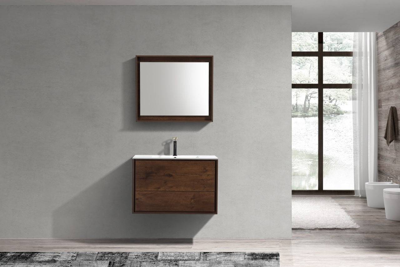 Kube Bath De Lusso 36" Wall Mount / Wall Hung Modern Bathroom Vanity With 2 Drawers Acrylic Countertop DL36 - Renoz