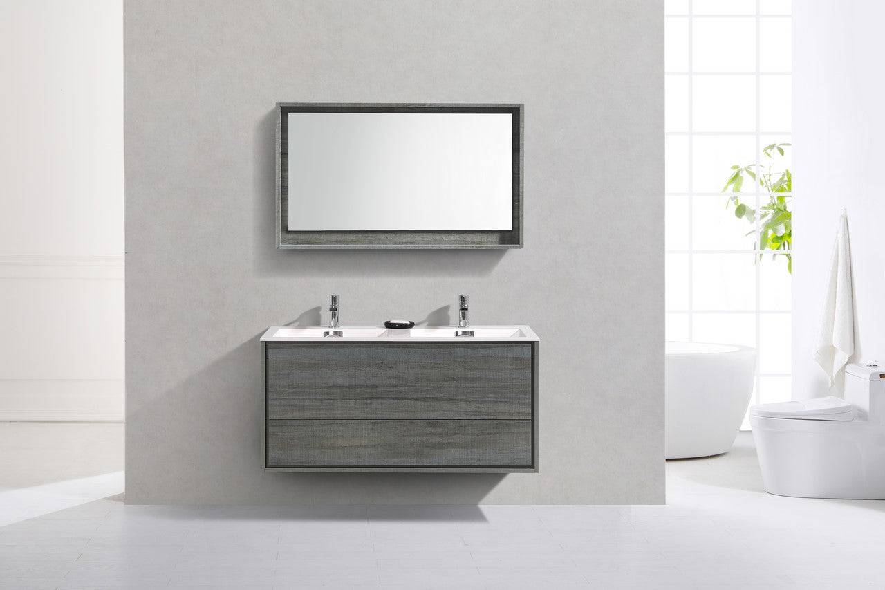 Kube Bath De Lusso 48" Wall Mount / Wall Hung Modern Double Sink Bathroom Vanity With 2 Drawers Acrylic Countertop DL48D - Renoz