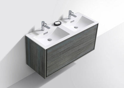 Kube Bath De Lusso 48" Wall Mount / Wall Hung Modern Double Sink Bathroom Vanity With 2 Drawers Acrylic Countertop DL48D - Renoz