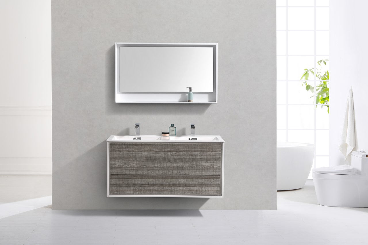 Kube Bath De Lusso 48" Wall Mount / Wall Hung Modern Double Sink Bathroom Vanity With 2 Drawers Acrylic Countertop DL48D - Renoz