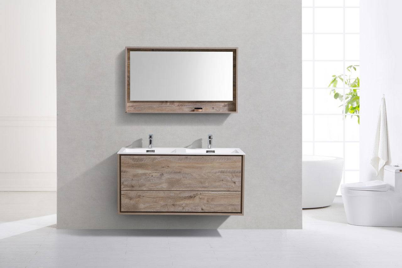 Kube Bath De Lusso 48" Wall Mount / Wall Hung Modern Double Sink Bathroom Vanity With 2 Drawers Acrylic Countertop DL48D - Renoz