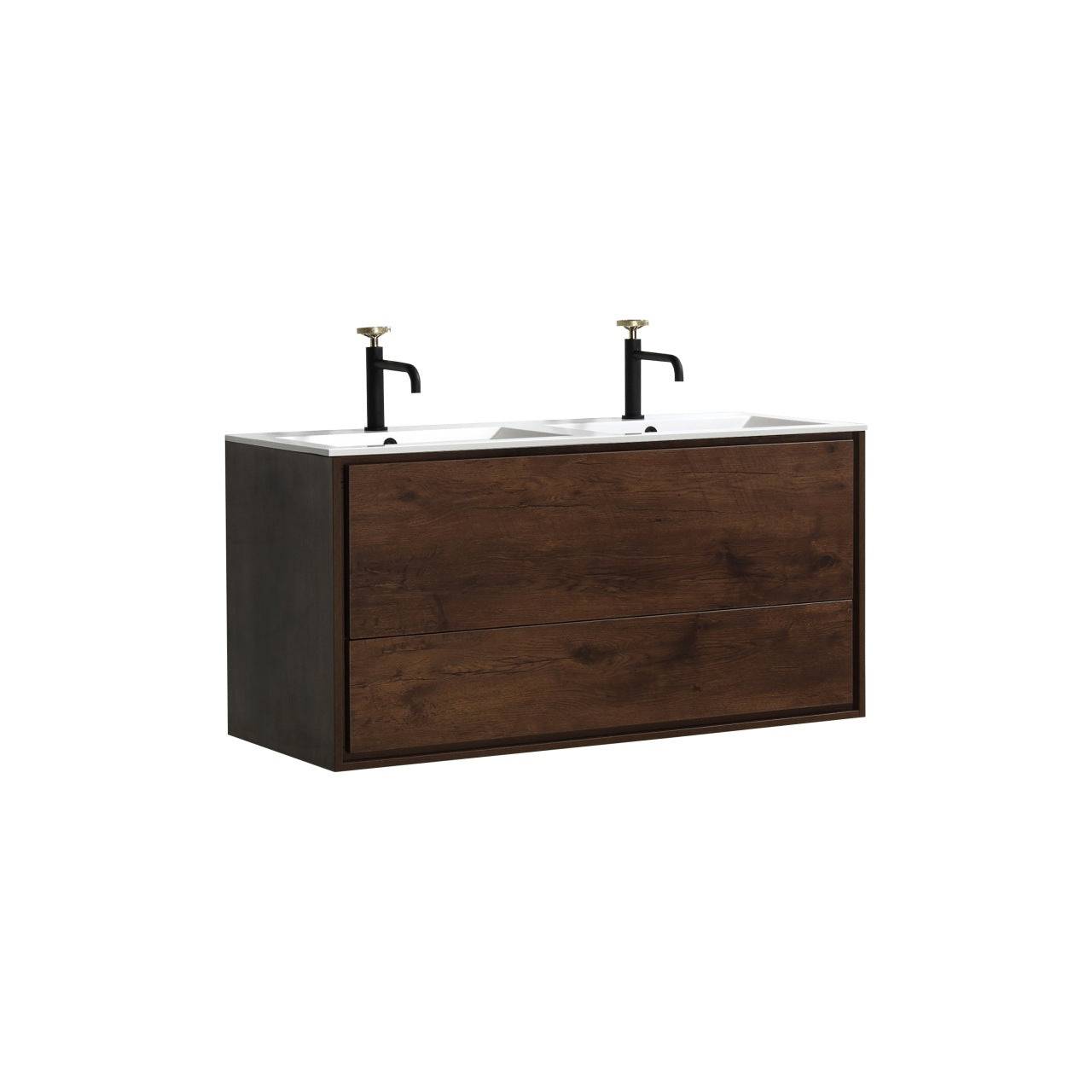 Kube Bath De Lusso 48" Wall Mount / Wall Hung Modern Double Sink Bathroom Vanity With 2 Drawers Acrylic Countertop DL48D - Renoz