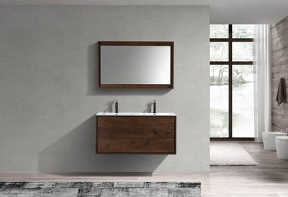 Kube Bath De Lusso 48" Wall Mount / Wall Hung Modern Double Sink Bathroom Vanity With 2 Drawers Acrylic Countertop DL48D - Renoz