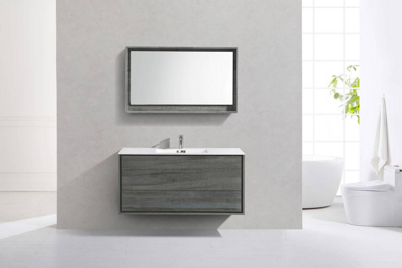 Kube Bath De Lusso 48" Wall Mount / Wall Hung Modern Single Sink Bathroom Vanity With 2 Drawers Acrylic Countertop DL48S - Renoz