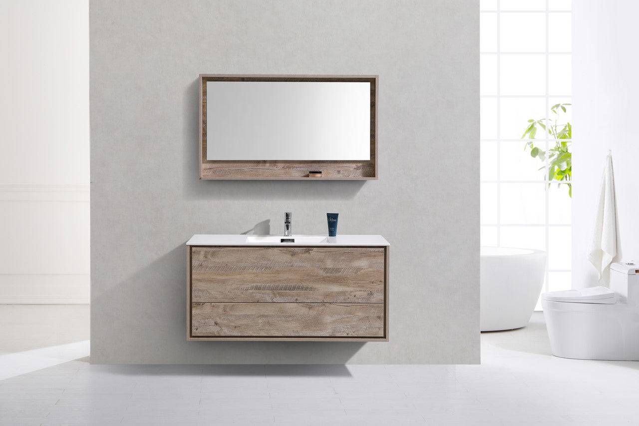 Kube Bath De Lusso 48" Wall Mount / Wall Hung Modern Single Sink Bathroom Vanity With 2 Drawers Acrylic Countertop DL48S - Renoz