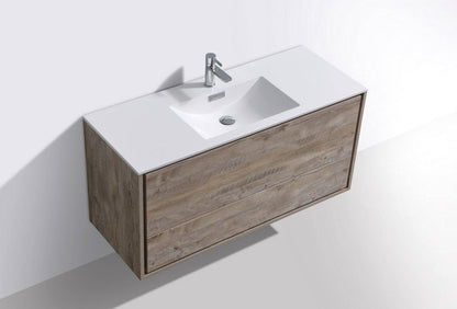 Kube Bath De Lusso 48" Wall Mount / Wall Hung Modern Single Sink Bathroom Vanity With 2 Drawers Acrylic Countertop DL48S - Renoz