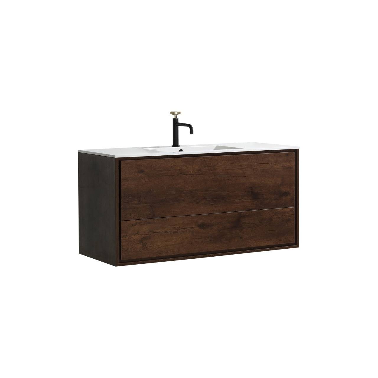 Kube Bath De Lusso 48" Wall Mount / Wall Hung Modern Single Sink Bathroom Vanity With 2 Drawers Acrylic Countertop DL48S - Renoz