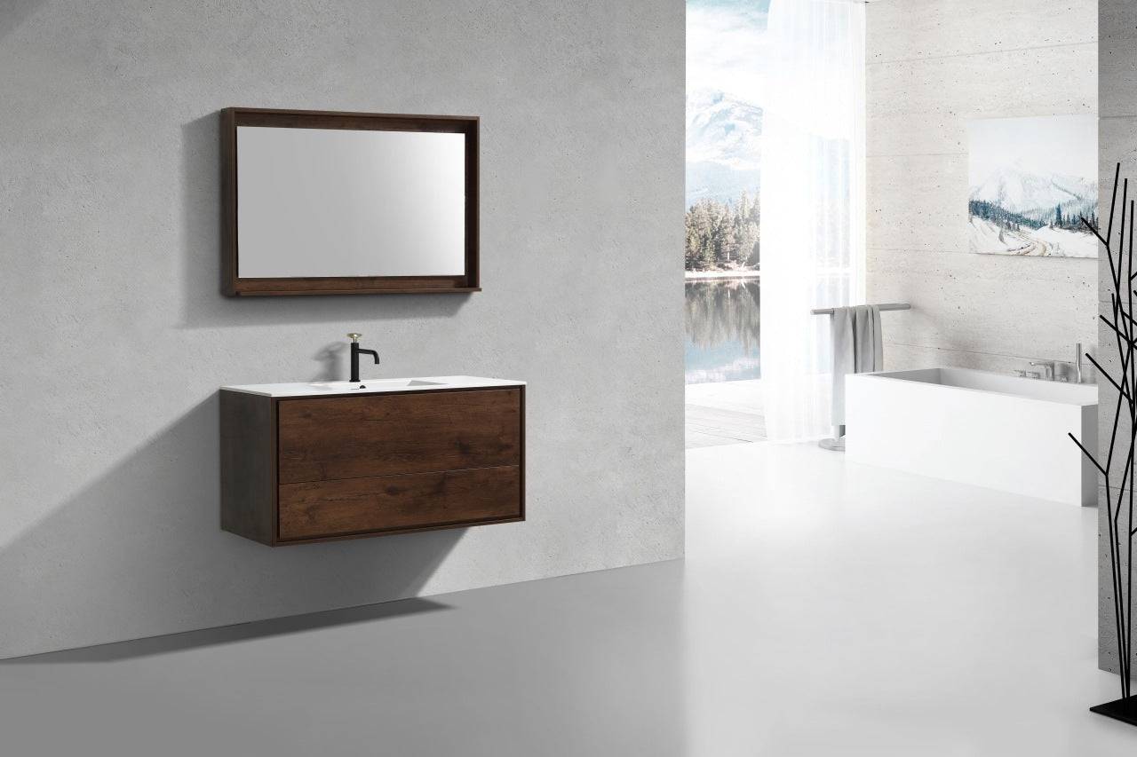 Kube Bath De Lusso 48" Wall Mount / Wall Hung Modern Single Sink Bathroom Vanity With 2 Drawers Acrylic Countertop DL48S - Renoz