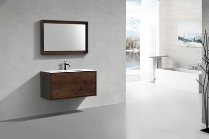 Kube Bath De Lusso 48" Wall Mount / Wall Hung Modern Single Sink Bathroom Vanity With 2 Drawers Acrylic Countertop DL48S - Renoz