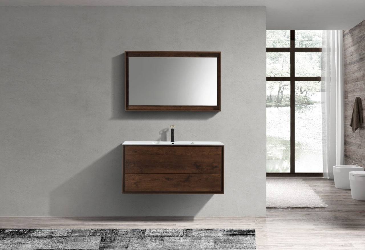 Kube Bath De Lusso 48" Wall Mount / Wall Hung Modern Single Sink Bathroom Vanity With 2 Drawers Acrylic Countertop DL48S - Renoz