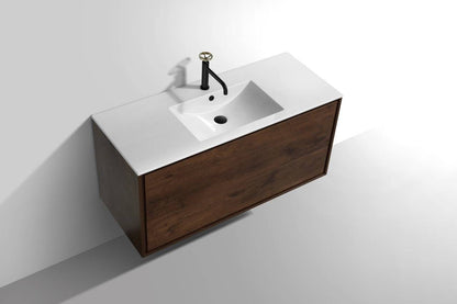 Kube Bath De Lusso 48" Wall Mount / Wall Hung Modern Single Sink Bathroom Vanity With 2 Drawers Acrylic Countertop DL48S - Renoz