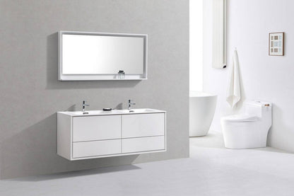 Kube Bath De Lusso 60" Wall Mount / Wall Hung Modern Double Sink Bathroom Vanity With 4 Drawers Acrylic Countertop - Renoz