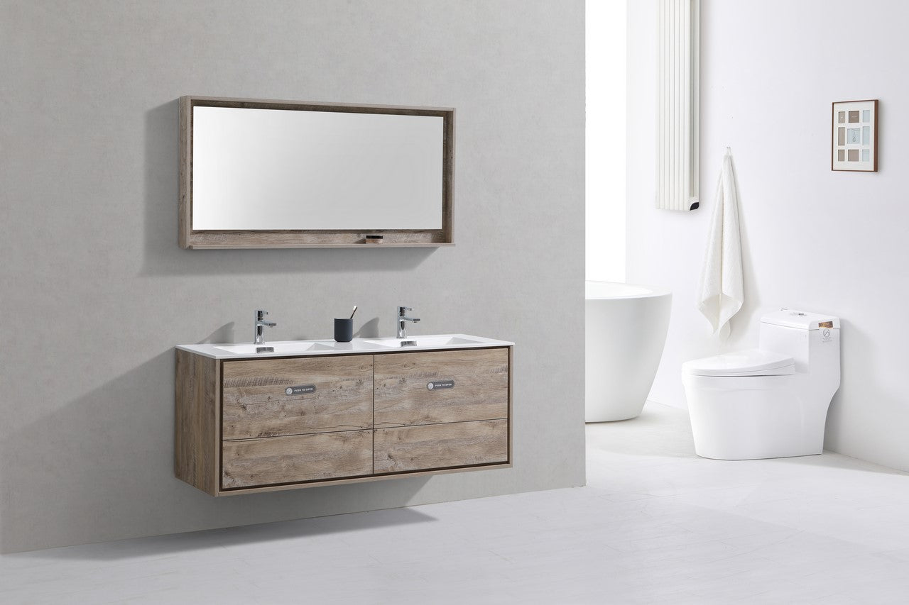 Kube Bath De Lusso 60" Wall Mount / Wall Hung Modern Double Sink Bathroom Vanity With 4 Drawers Acrylic Countertop - Renoz