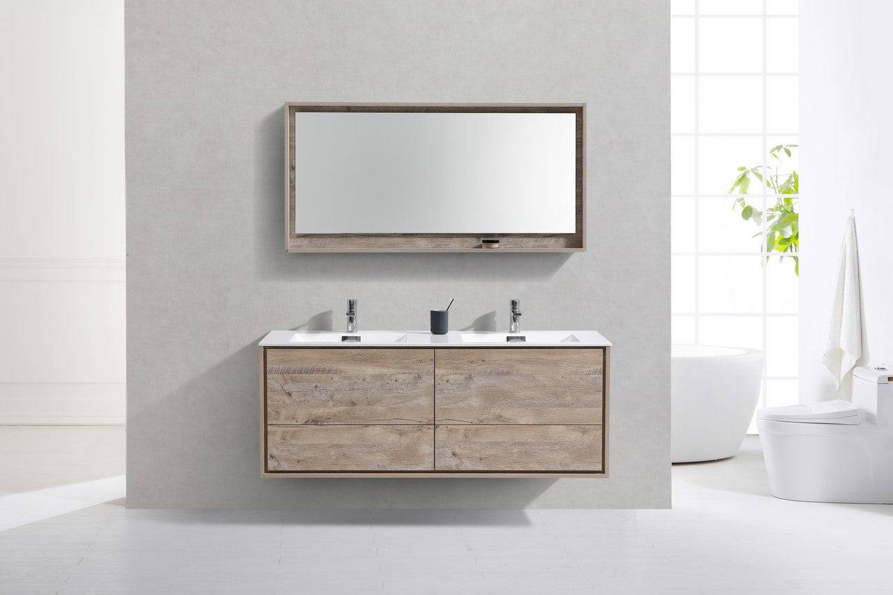 Kube Bath De Lusso 60" Wall Mount / Wall Hung Modern Double Sink Bathroom Vanity With 4 Drawers Acrylic Countertop - Renoz