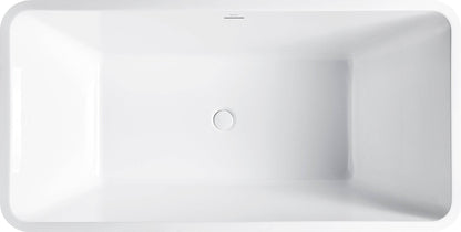 Bagno Italia Dove 59" x 30" x 24" One Piece Freestanding Bathtub Glossy White DV166150 - Renoz