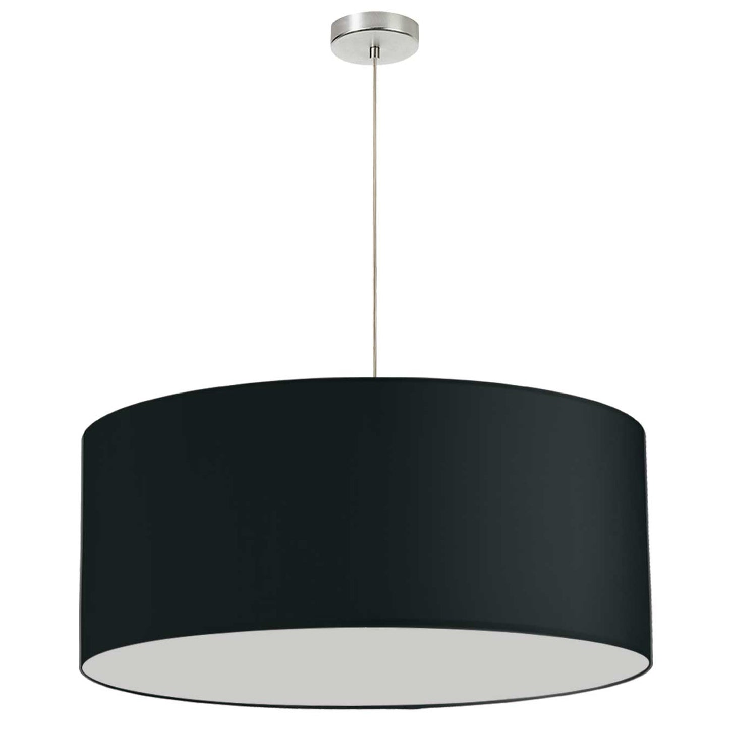 Dainolite 1 Light, 28 inch Drum Shade Pendant, No Bottom Diffuser, Black Fabric - Renoz