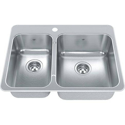 Kindred 27.25" x 20.56" 1 Hole 1-1/2 Bowl Drop-in Sink Stainless Steel Kitchen Sink - Renoz