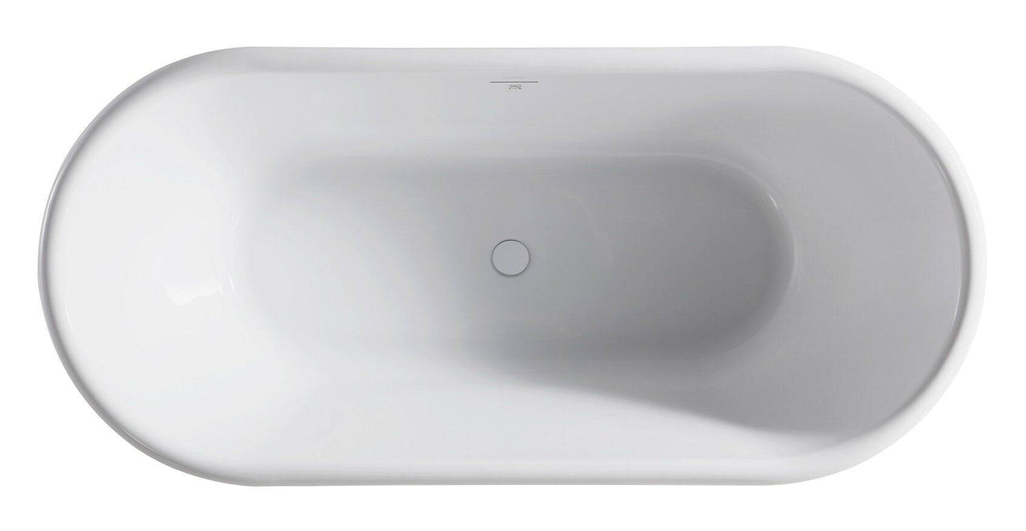 Bagno Italia Diamond 67" x 32" x 24" One Piece Freestanding Bathtub Glossy White DD777170 - Renoz