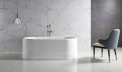 Bagno Italia Diamond 67" x 32" x 24" One Piece Freestanding Bathtub Glossy White DD777170 - Renoz