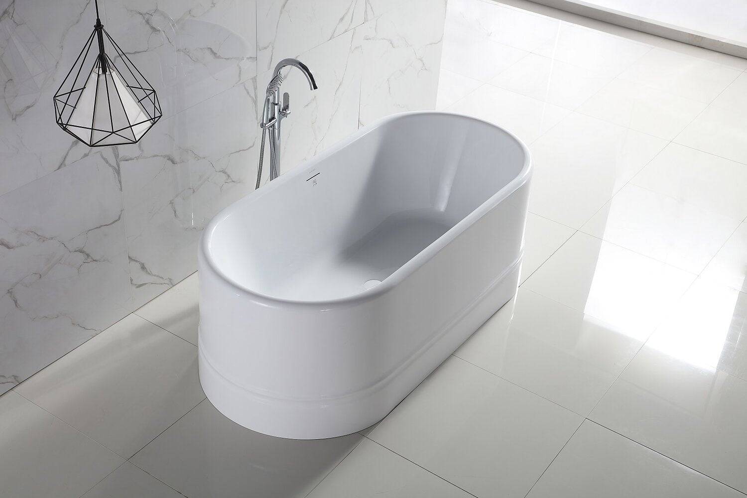 Bagno Italia Diamond 67" x 32" x 24" One Piece Freestanding Bathtub Glossy White DD777170 - Renoz