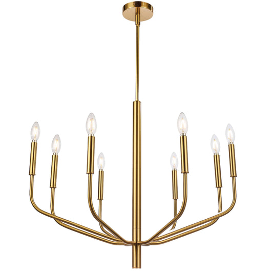 Dainolite 8 Light Incandescent Chandelier, Aged Brass - Renoz