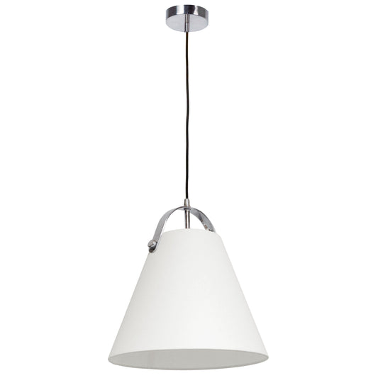 Dainolite 1 Light Emperor Pendant Polished Chrome with Off White Shade - Renoz