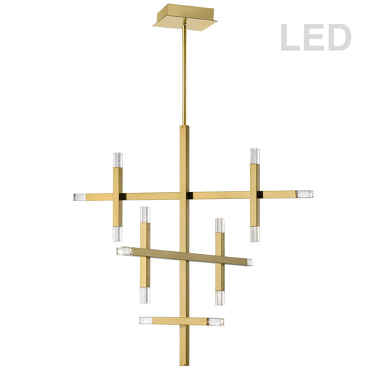 Dainolite 56W Aged Brass Chandelier w/ Acrylic Diffuser - Renoz