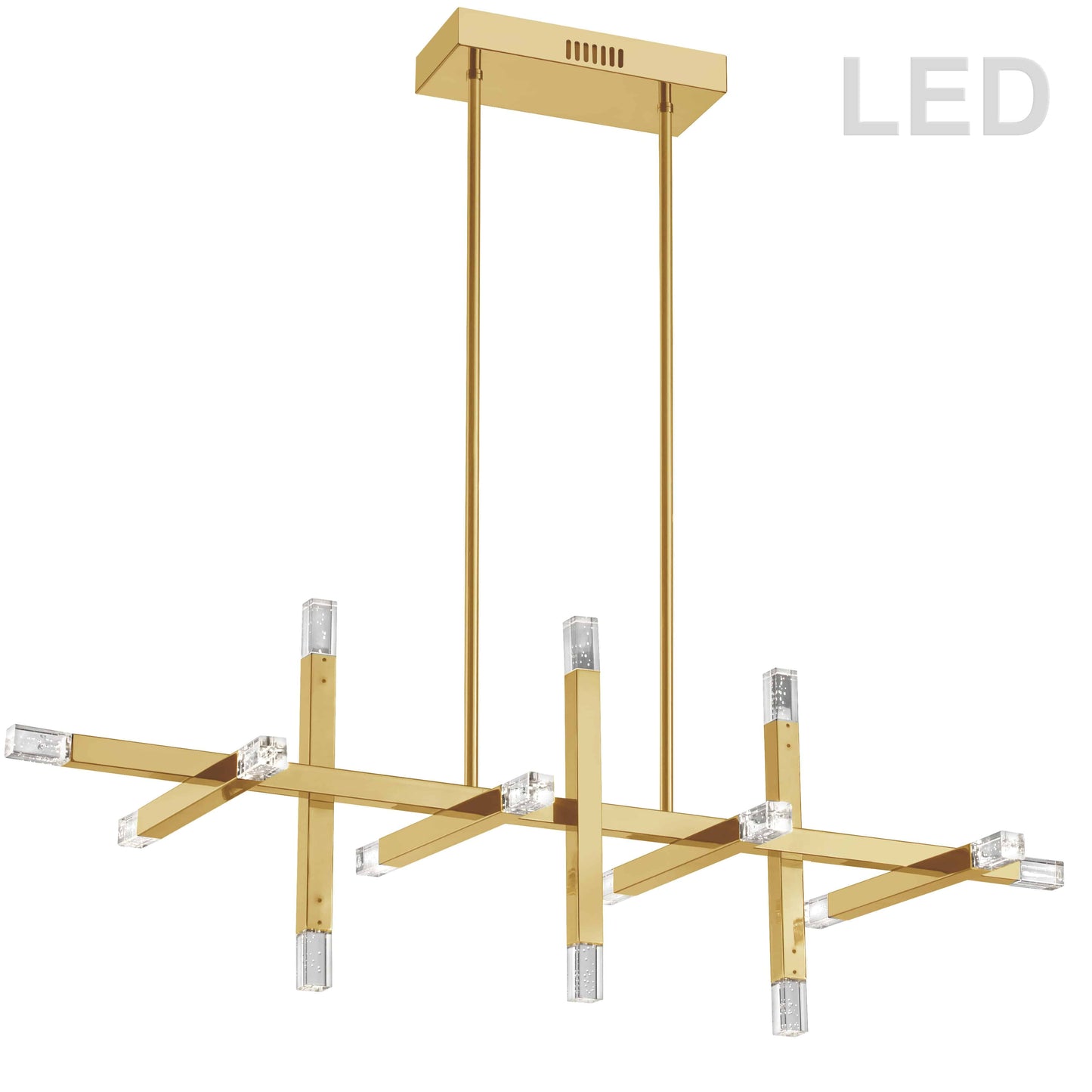 Dainolite 64W Horizontal Aged Brass Chandelier w/ Acrylic Diffuser - Renoz