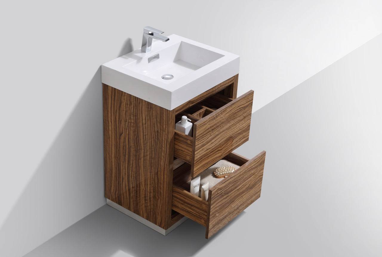 Kube Bath Bliss 24" Floor Mount Free Standing Bathroom Vanity With 2 Drawers - Renoz