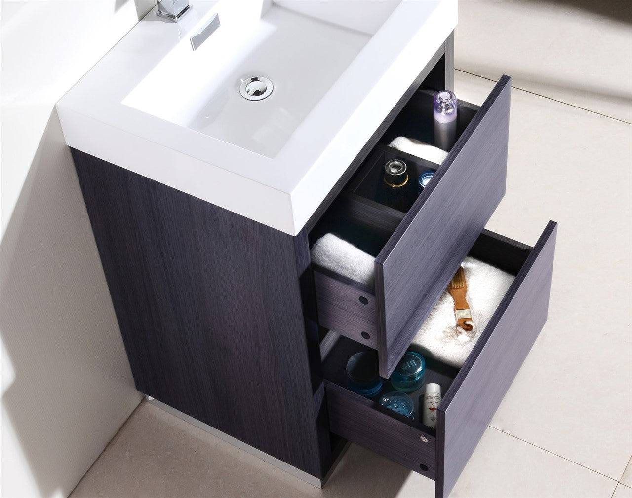 Kube Bath Bliss 24" Floor Mount Free Standing Bathroom Vanity With 2 Drawers - Renoz