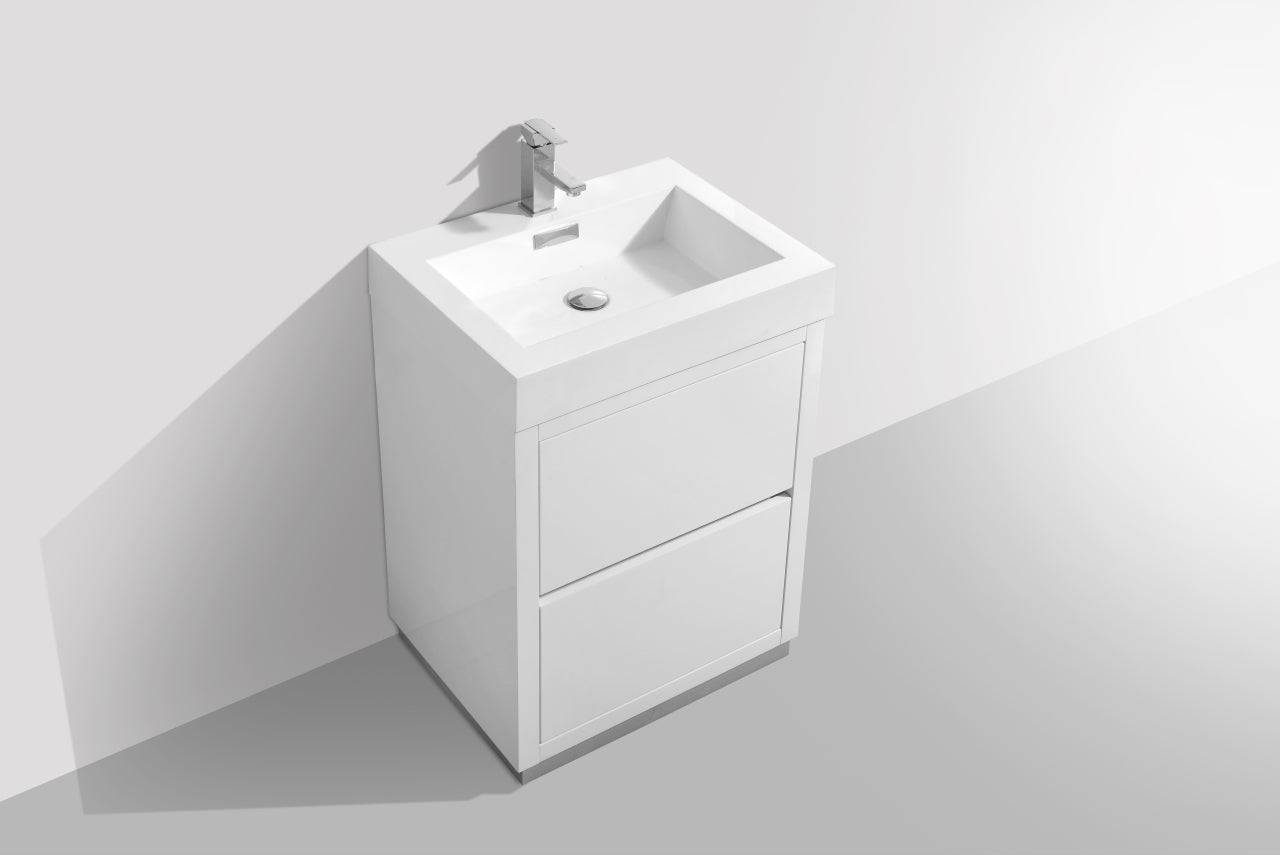 Kube Bath Bliss 24" Floor Mount Free Standing Bathroom Vanity With 2 Drawers - Renoz