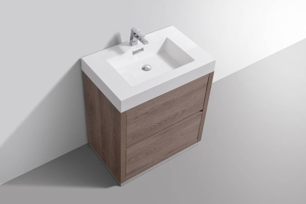 Kube Bath Bliss 30" Floor Mount Free Standing Bathroom Vanity With 2 Drawers - Renoz