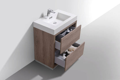 Kube Bath Bliss 30" Floor Mount Free Standing Bathroom Vanity With 2 Drawers - Renoz