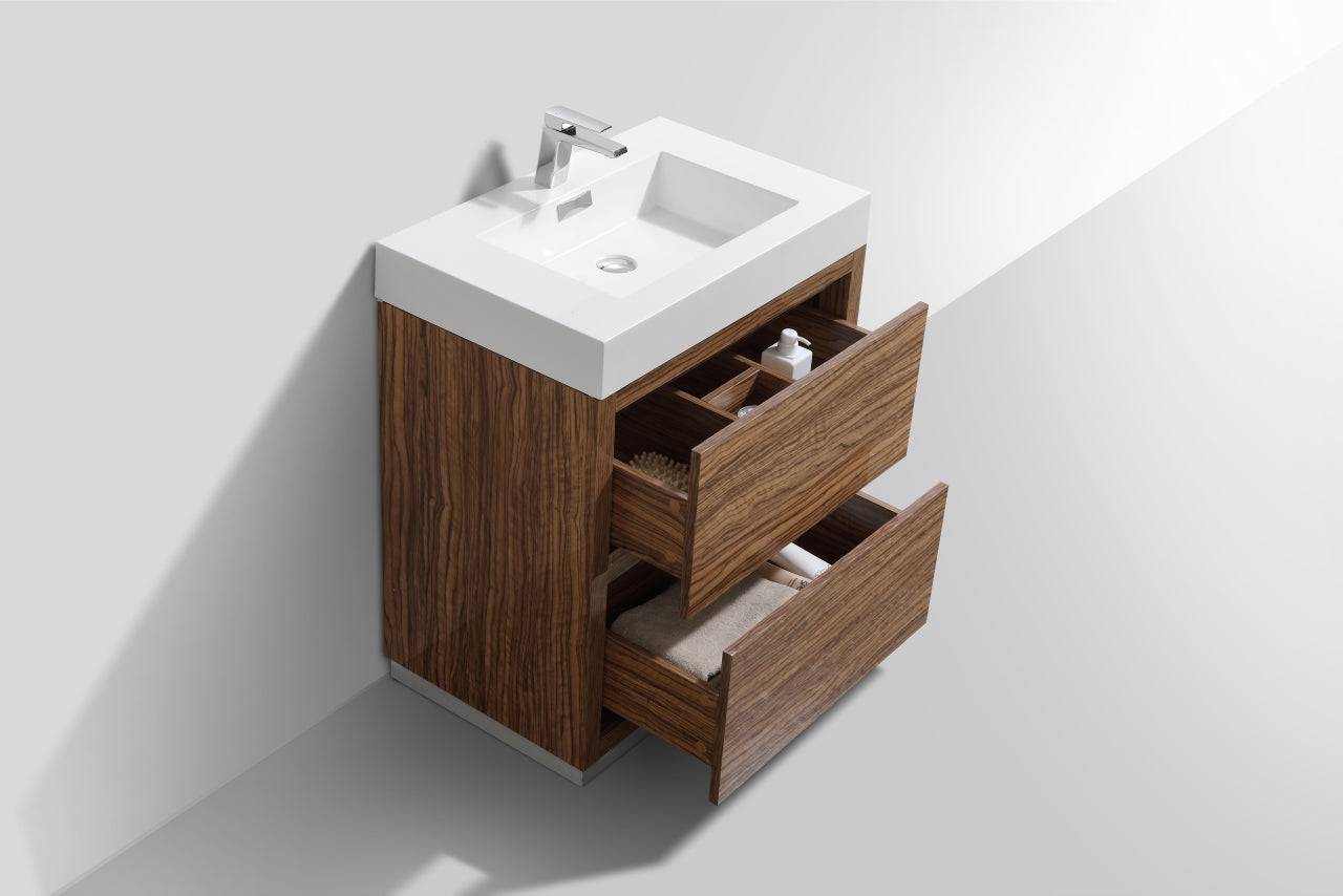 Kube Bath Bliss 30" Floor Mount Free Standing Bathroom Vanity With 2 Drawers - Renoz