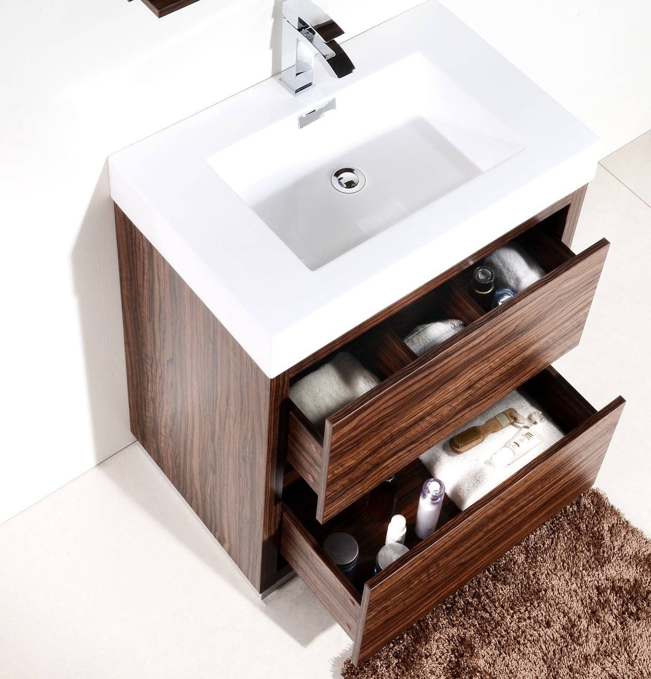 Kube Bath Bliss 30" Floor Mount Free Standing Bathroom Vanity With 2 Drawers - Renoz