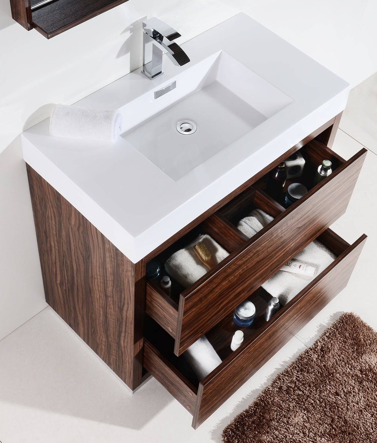 Kube Bath Bliss 36" Floor Mount Free Standing Bathroom Vanity With 2 Drawers FMB36 - Renoz