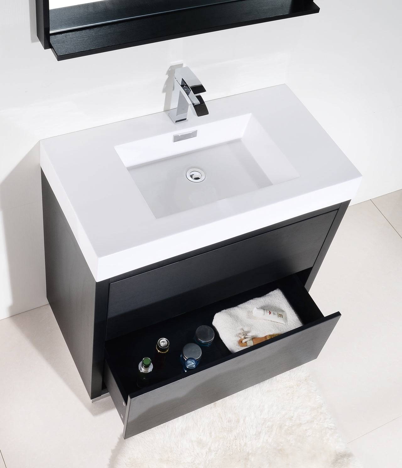 Kube Bath Bliss 40" Floor Mount Free Standing Bathroom Vanity With 2 Drawers and Acrylic Countertop FMB40 - Renoz