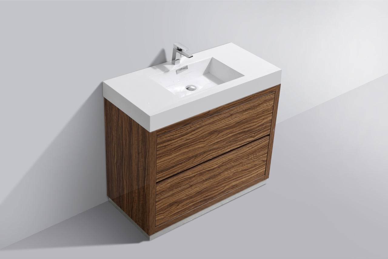 Kube Bath Bliss 40" Floor Mount Free Standing Bathroom Vanity With 2 Drawers and Acrylic Countertop FMB40 - Renoz