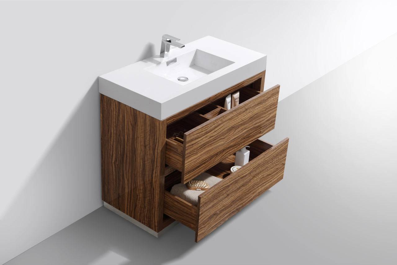 Kube Bath Bliss 40" Floor Mount Free Standing Bathroom Vanity With 2 Drawers and Acrylic Countertop FMB40 - Renoz