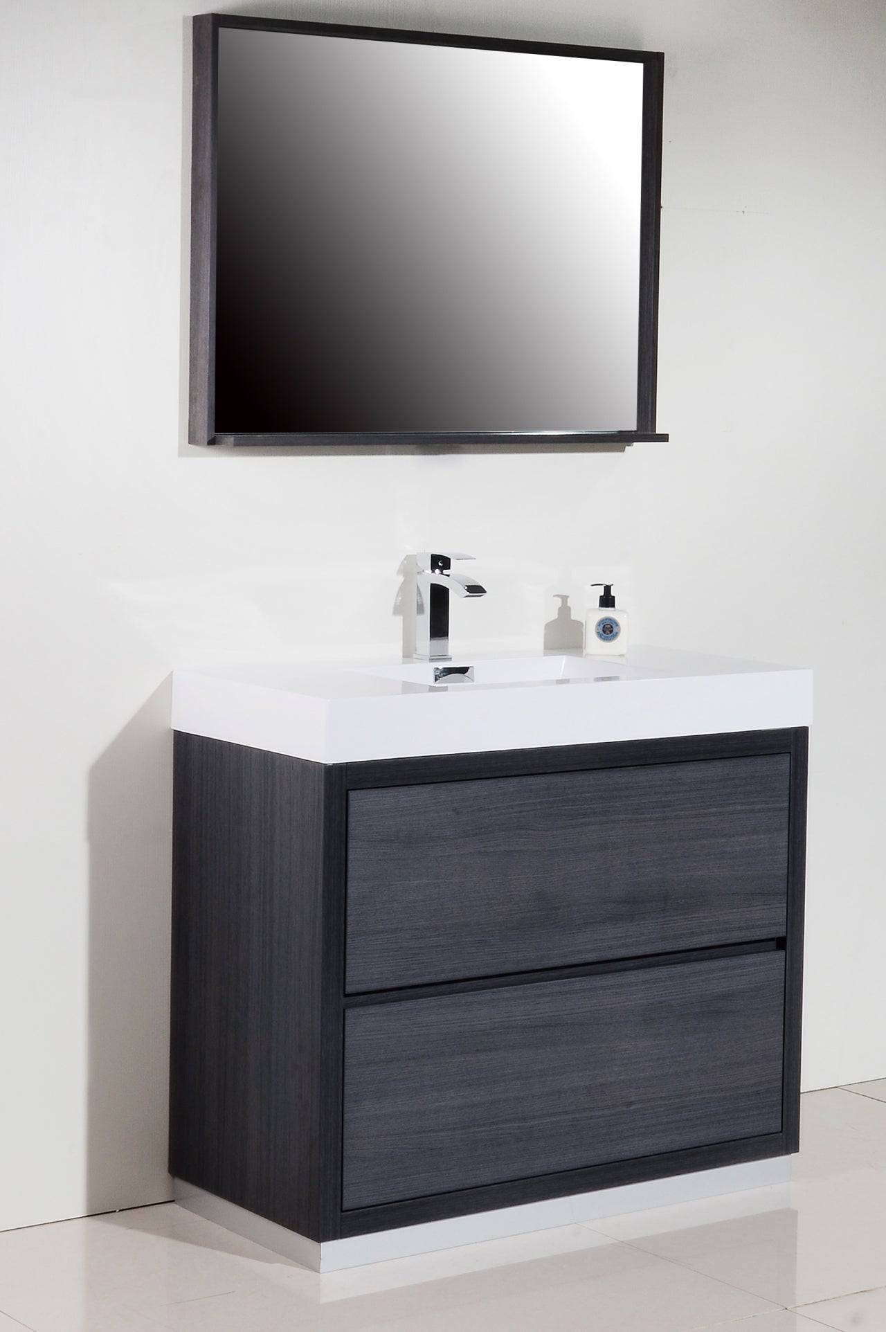 Kube Bath Bliss 40" Floor Mount Free Standing Bathroom Vanity With 2 Drawers and Acrylic Countertop FMB40 - Renoz