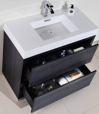 Kube Bath Bliss 40" Floor Mount Free Standing Bathroom Vanity With 2 Drawers and Acrylic Countertop FMB40 - Renoz